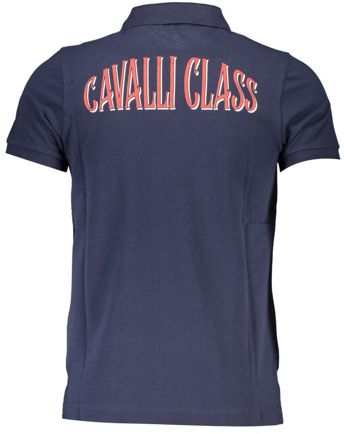 Cavalli Class Blue Cotton Men Polo Shirt Blauw