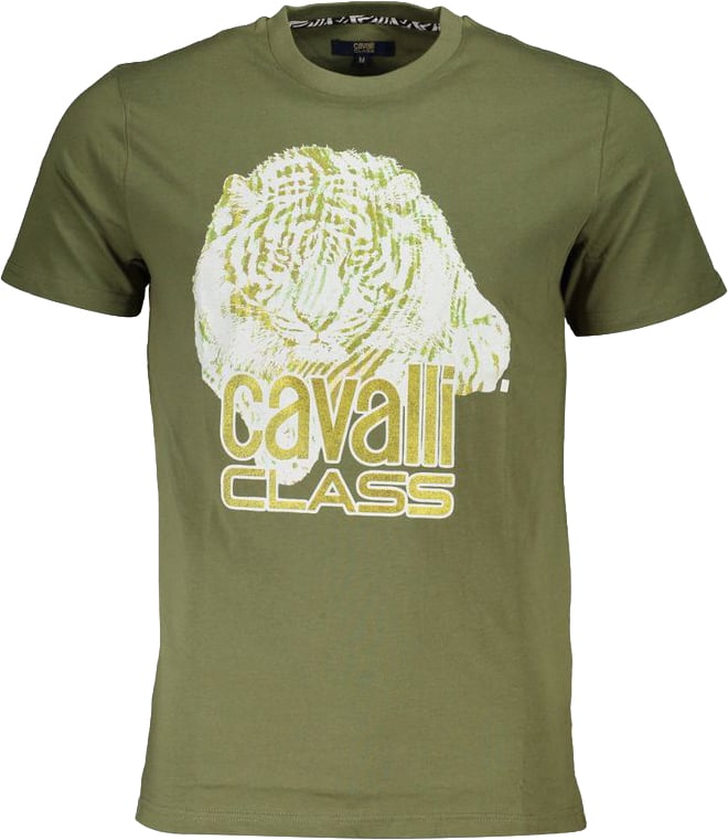 Cavalli Class Verde Cotton Men T-Shirt Groen