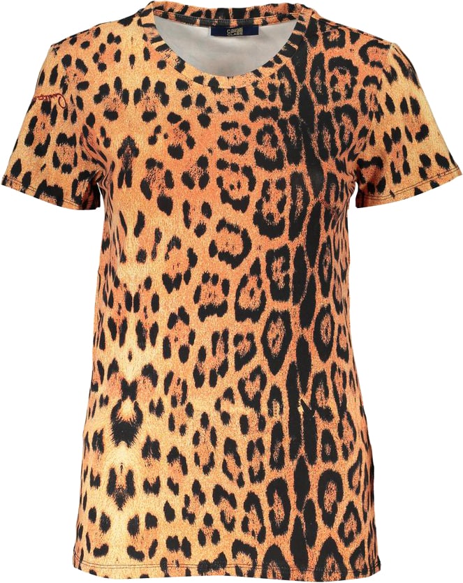Cavalli Class Arancione Cotton Women T-Shirt Roze
