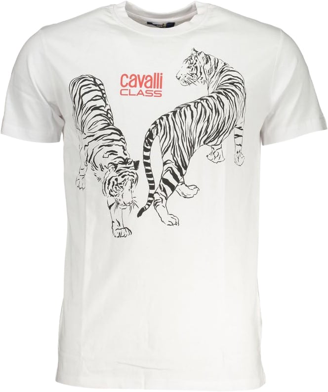 Cavalli Class Bianco Cotton Men T-Shirt Wit
