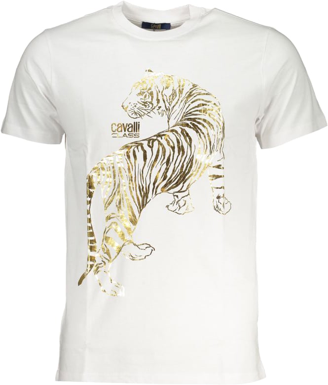 Cavalli Class Bianco Cotton Men T-Shirt Groen