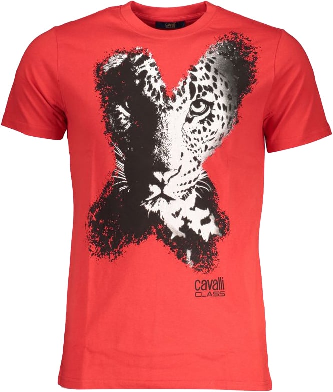 Cavalli Class Rosso Cotton Mens T-Shirt Zwart