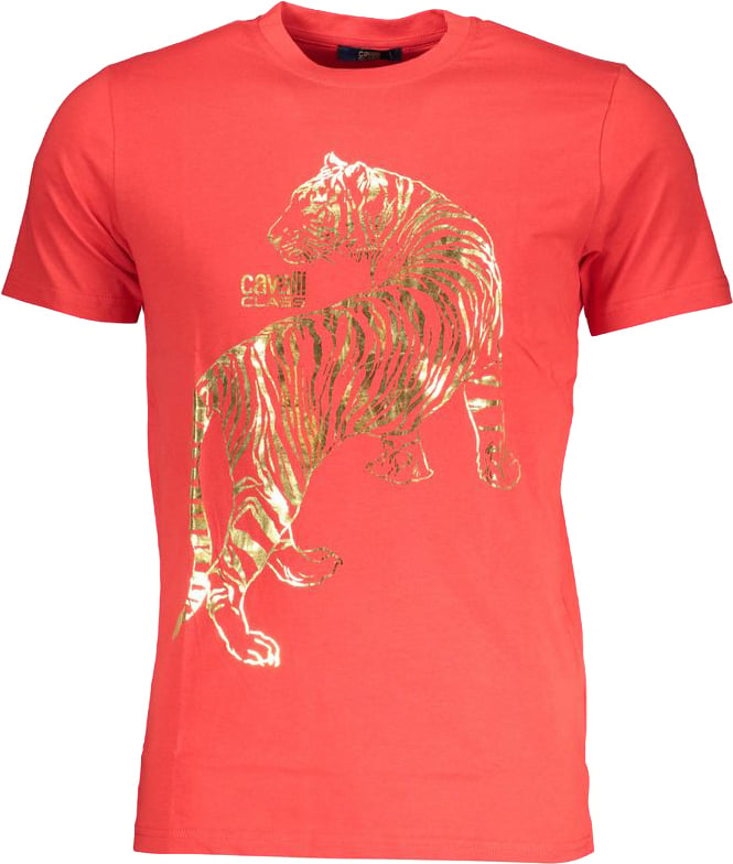 Cavalli Class Red Cotton Men T-Shirt Rood