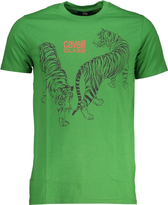 Cavalli Class Verde Cotton Men T-Shirt Groen