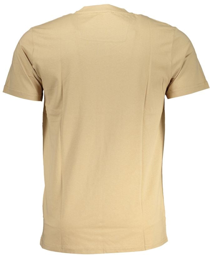 Cavalli Class Beige Cotton Men T-Shirt Blauw