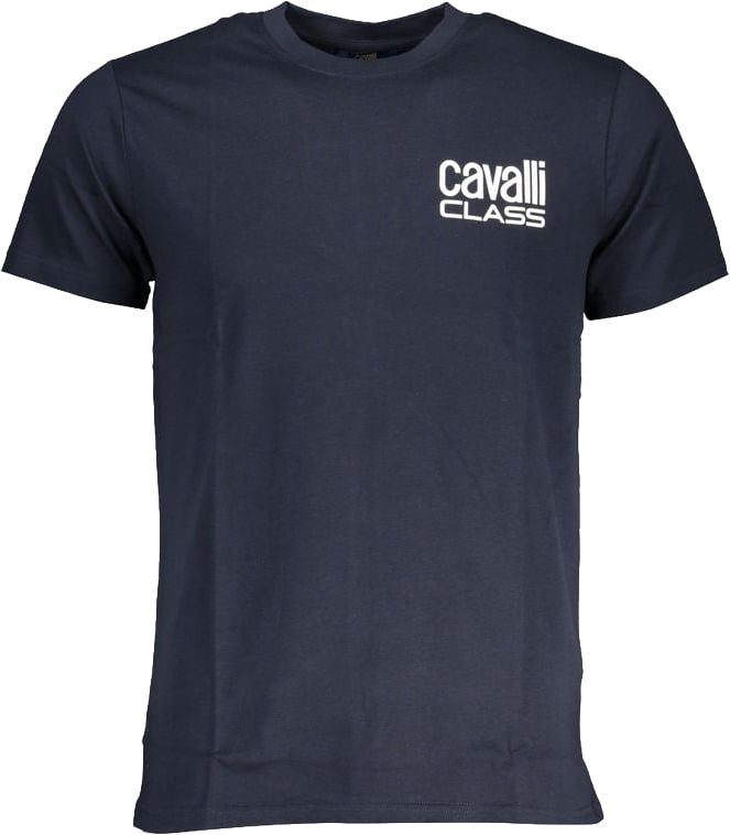 Cavalli Class Blue Cotton Men T-Shirt Blauw