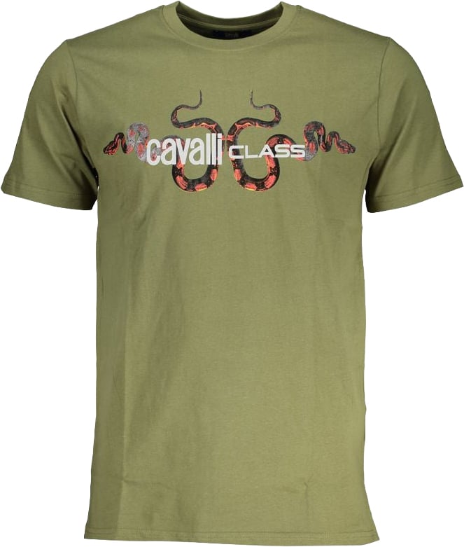 Cavalli Class Verde Cotton Men T-Shirt Wit