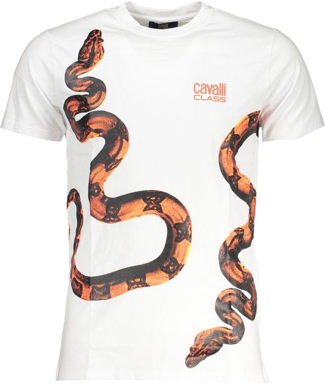 Cavalli Class Bianco Cotton Men T-Shirt Groen