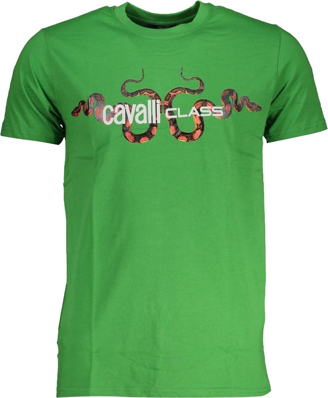 Cavalli Class Verde Cotton Men T-Shirt Beige