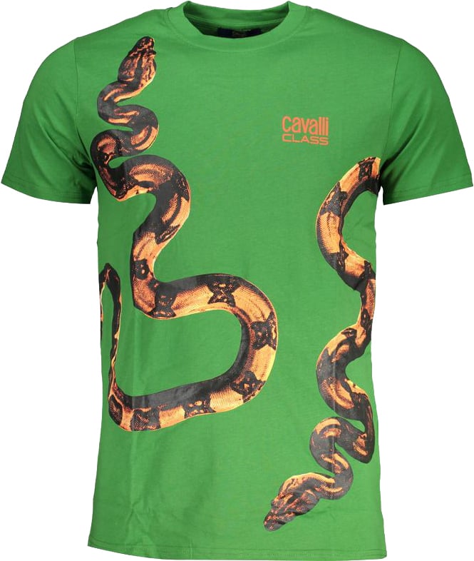 Cavalli Class Verde Cotton Men T-Shirt Groen