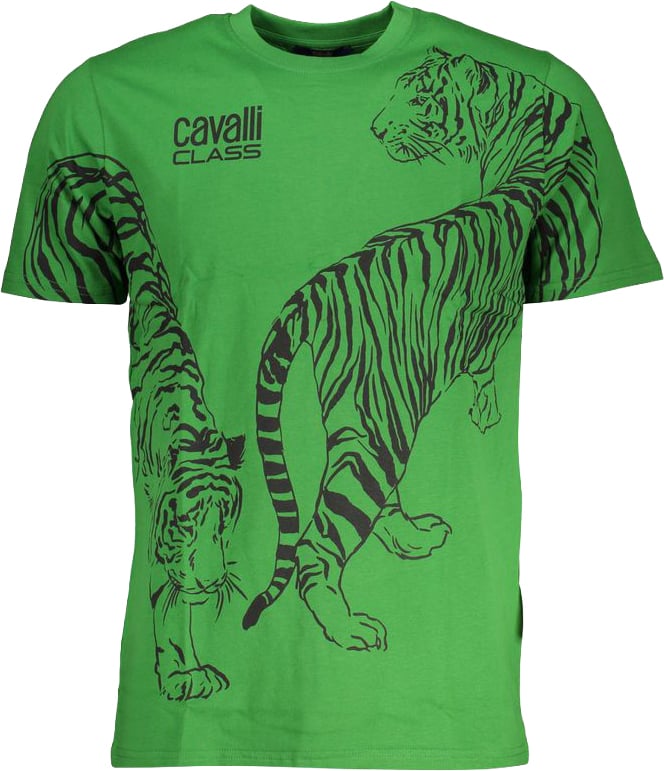 Cavalli Class Verde Cotton Men T-Shirt Groen
