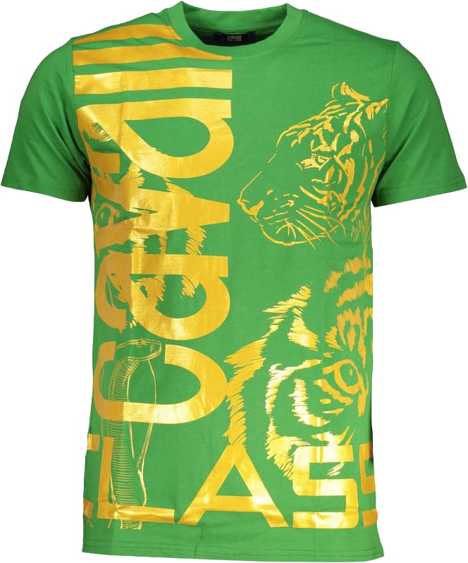 Cavalli Class Verde Cotton Men T-Shirt Groen