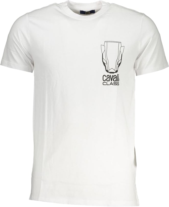 Cavalli Class Bianco Cotton Men T-Shirt Beige