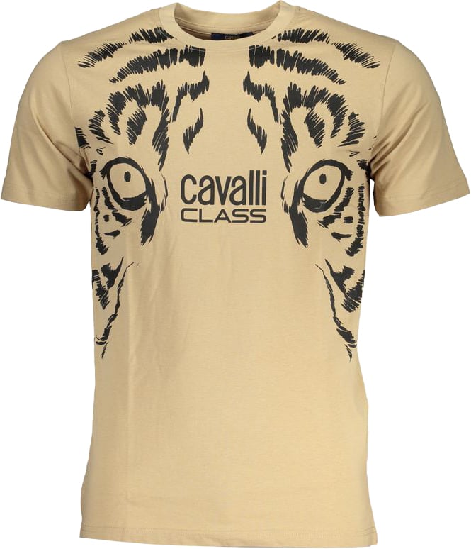 Cavalli Class Beige Cotton Men's T-Shirt Groen