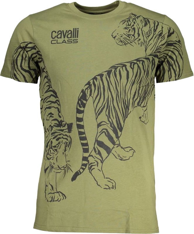 Cavalli Class Verde Cotton Men T-Shirt Groen