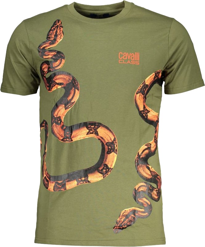 Cavalli Class Verde Cotton Mens T-Shirt Groen