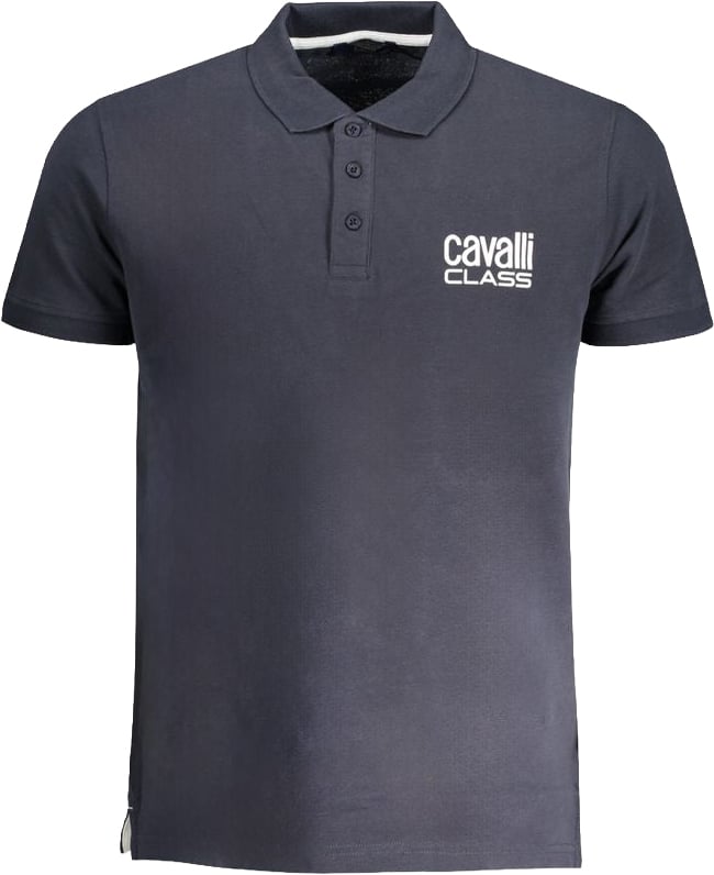 Cavalli Class Blu Cotton Men Polo Blauw