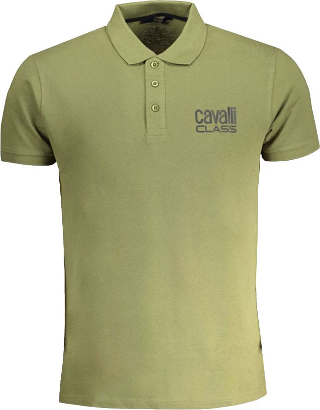 Cavalli Class Verde Cotton Men Polo Shirt Groen