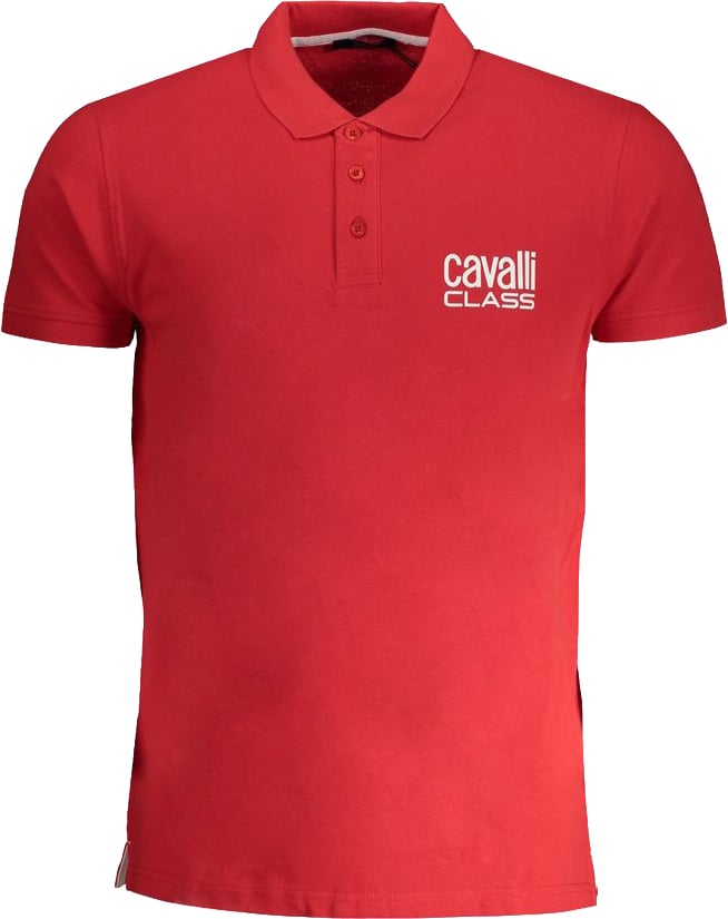 Cavalli Class Red Cotton Men Polo Shirt Rood