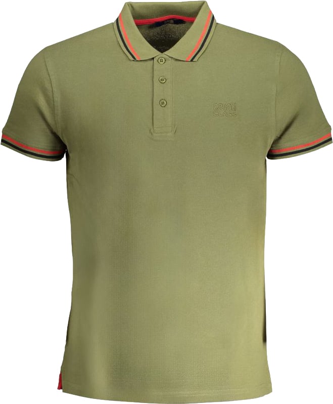 Cavalli Class Verde Cotton Men Polo Shirt Groen