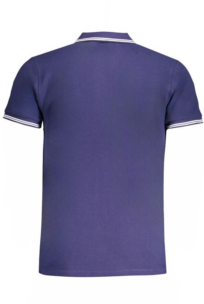 Cavalli Class Blue Cotton Men Polo Shirt Blauw