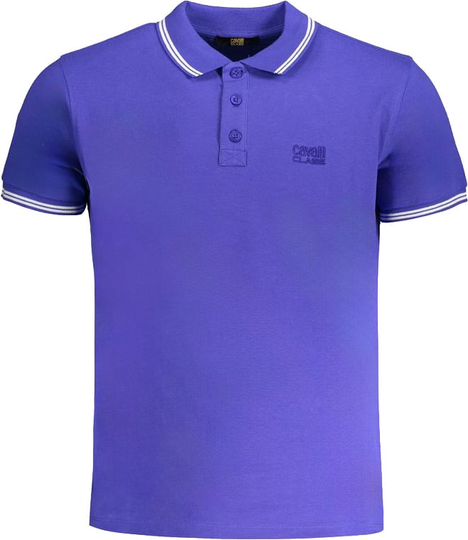 Cavalli Class Blue Cotton Men's Polo Shirt Blauw