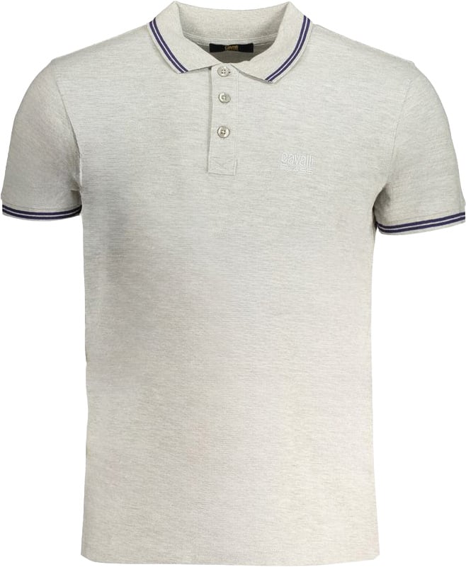 Cavalli Class Grigio Cotton Men Polo Shirt Grijs