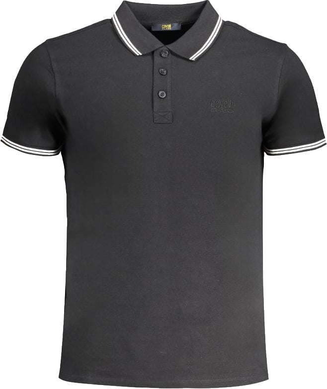 Cavalli Class Nero Cotton Men Polo Zwart
