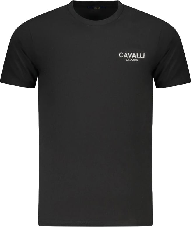 Cavalli Class Black Cotton Men T-Shirt Zwart