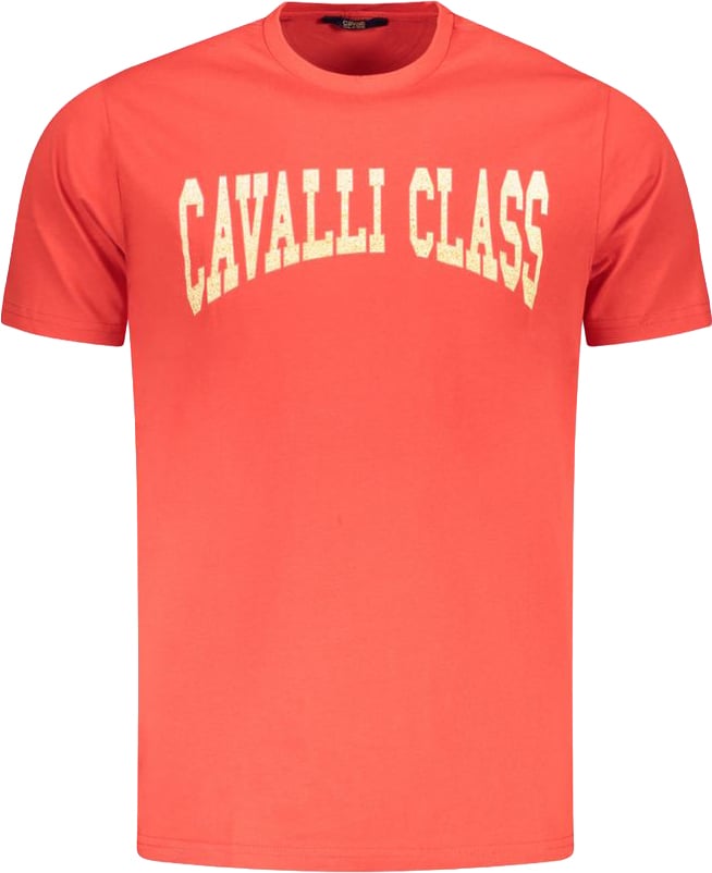 Cavalli Class Rosso Cotton Men T-Shirt Wit