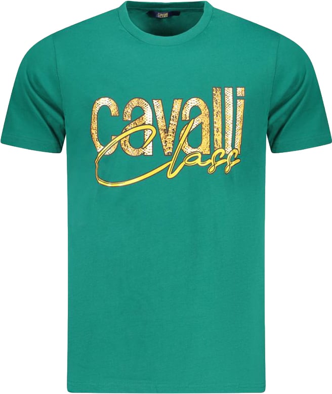 Cavalli Class Verde Cotton Men T-Shirt Groen