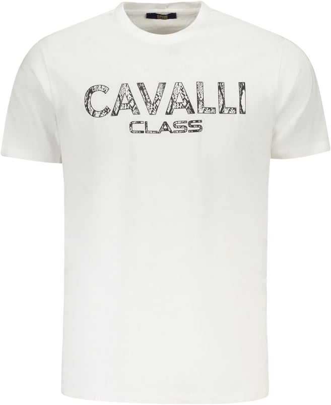 Cavalli Class Bianco Cotton Men T-Shirt Wit