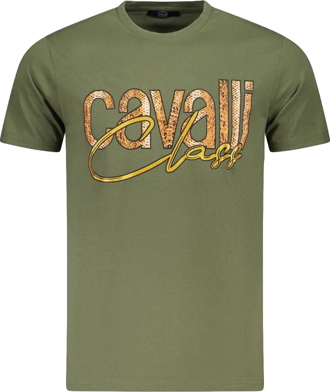 Cavalli Class Verde Cotton Men T-Shirt Groen