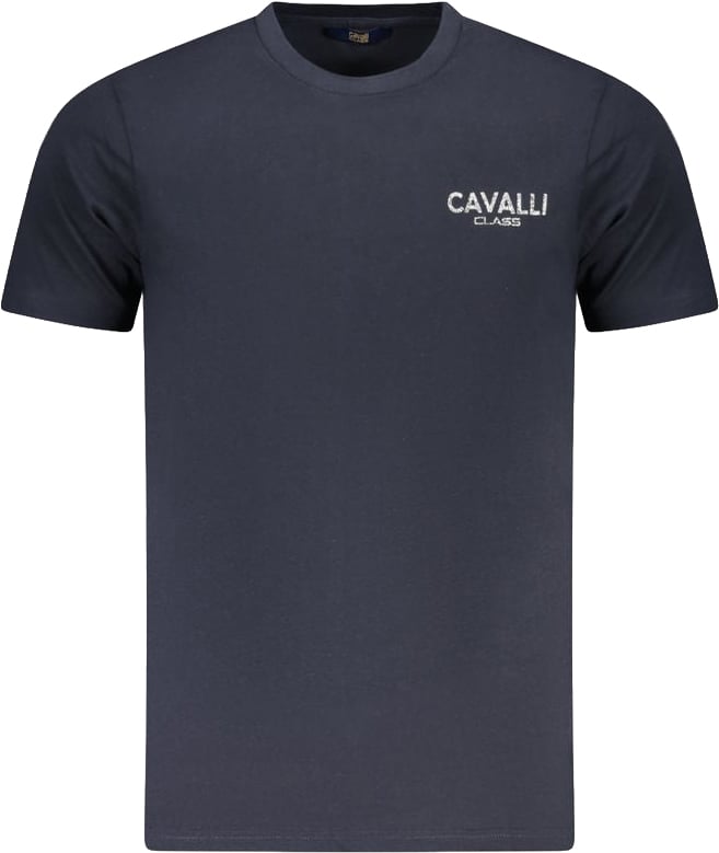 Cavalli Class Blu Cotton Men T-Shirt Blauw