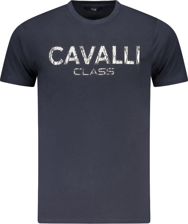 Cavalli Class Blu Cotton Men T-Shirt Blauw