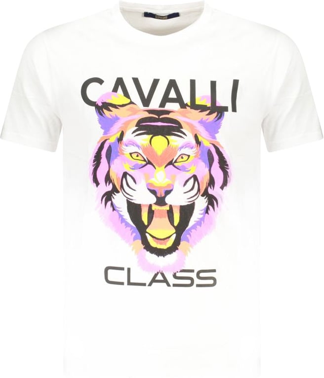 Cavalli Class Bianco Cotton Men T-Shirt Wit