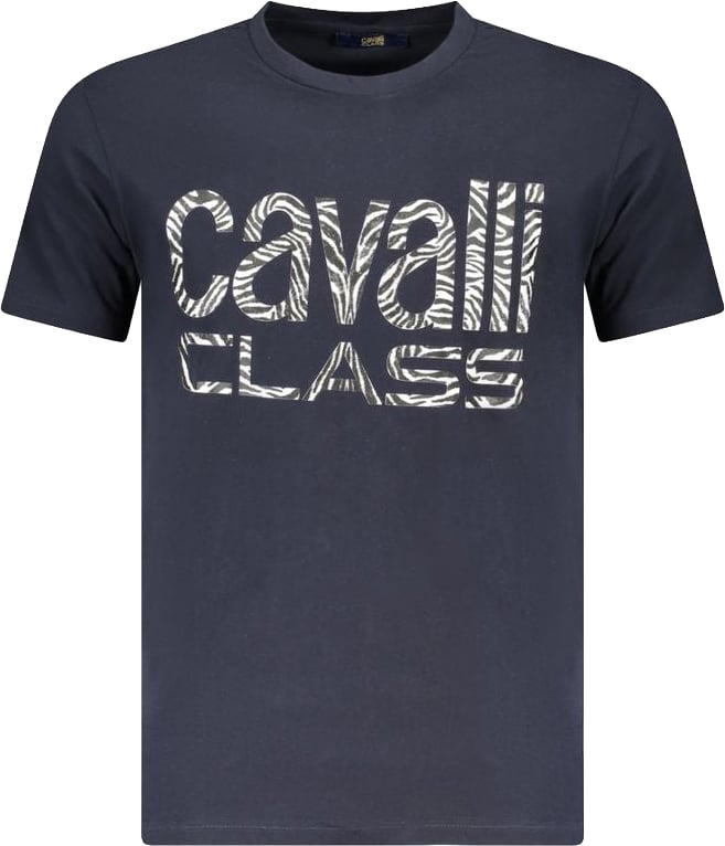 Cavalli Class Blue Cotton Men T-Shirt Blauw