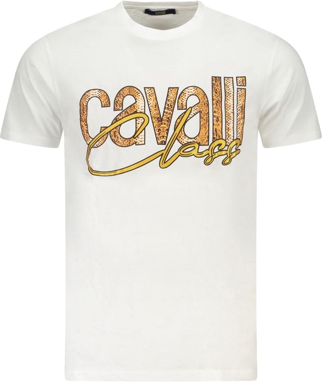 Cavalli Class White Cotton Men T-Shirt Wit