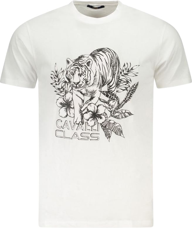 Cavalli Class Bianco Cotton Men T-Shirt Wit