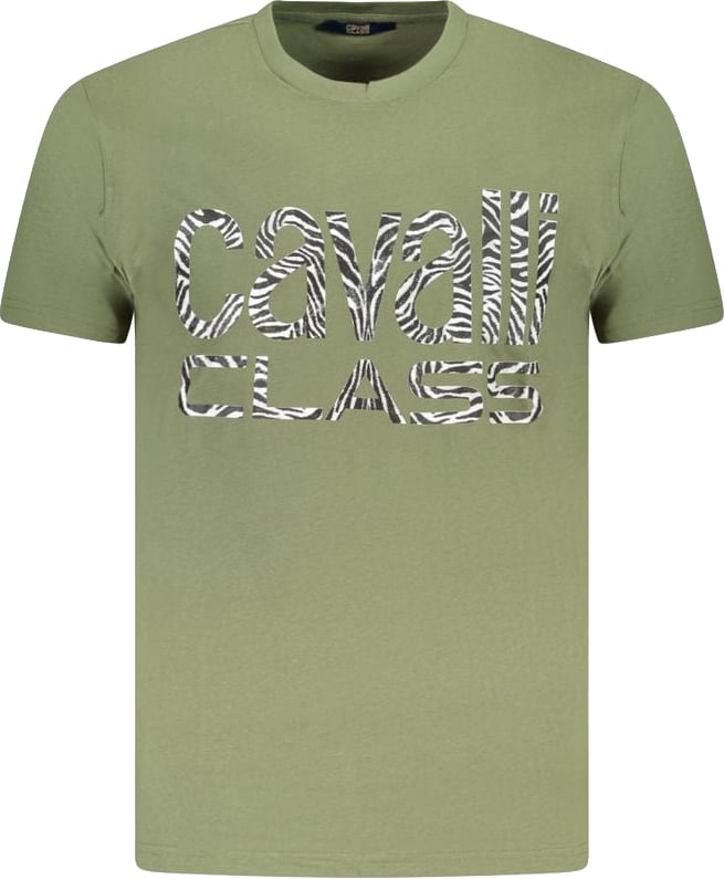 Cavalli Class Verde Cotton Men T-Shirt Groen