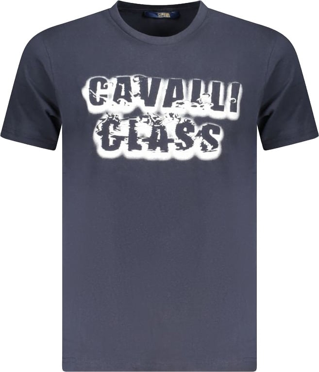 Cavalli Class Blu Cotton Men T-Shirt Blauw