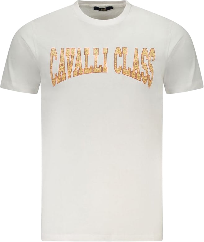 Cavalli Class Bianco Cotton Men T-Shirt Zwart