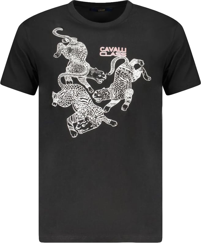 Cavalli Class Black Cotton Men's T-Shirt Zwart