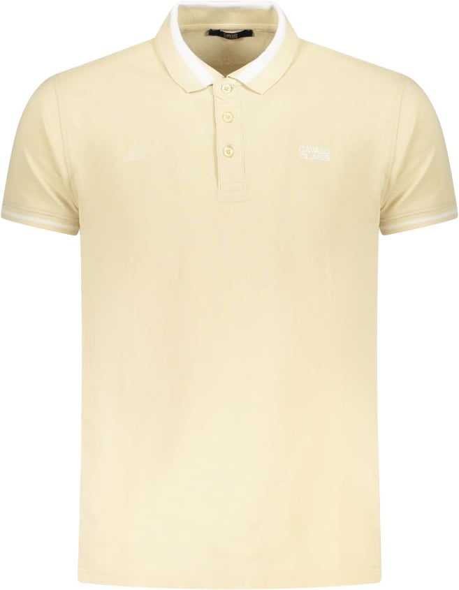 Cavalli Class Beige Cotton Men Polo Shirt Beige