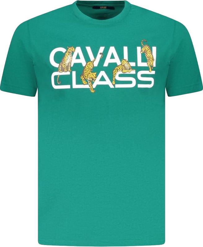 Cavalli Class Verde Cotton Men T-Shirt Groen
