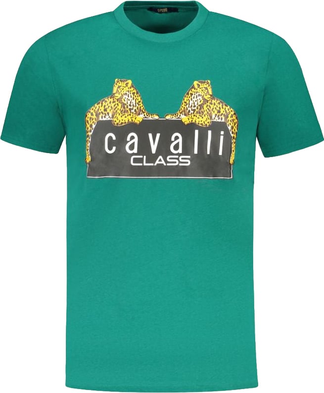 Cavalli Class Verde Cotton Men T-Shirt Wit