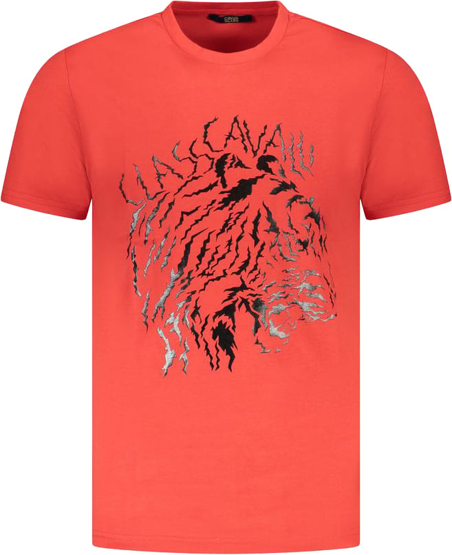 Cavalli Class Red Cotton Men T-Shirt Rood
