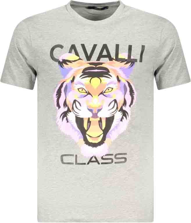 Cavalli Class Grigio Cotton Men T-Shirt Grijs
