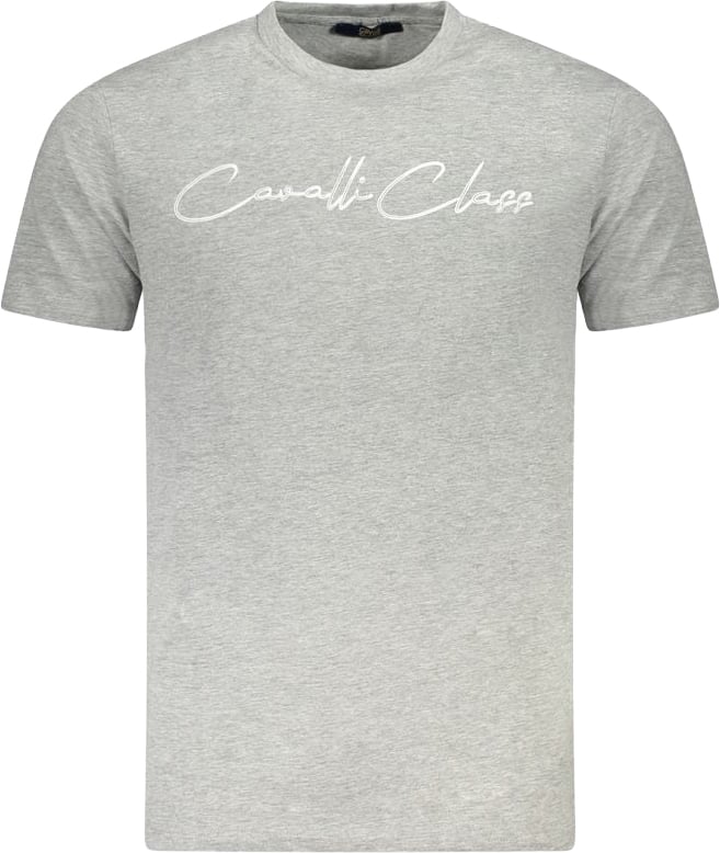 Cavalli Class Grigio Cotton Men T-Shirt Grijs