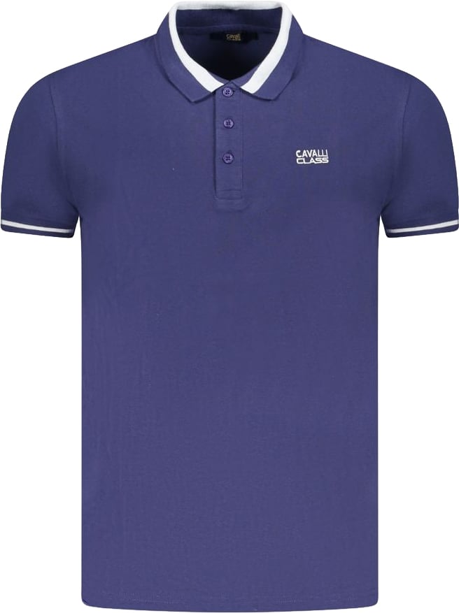 Cavalli Class Blu Cotton Men Polo Blauw